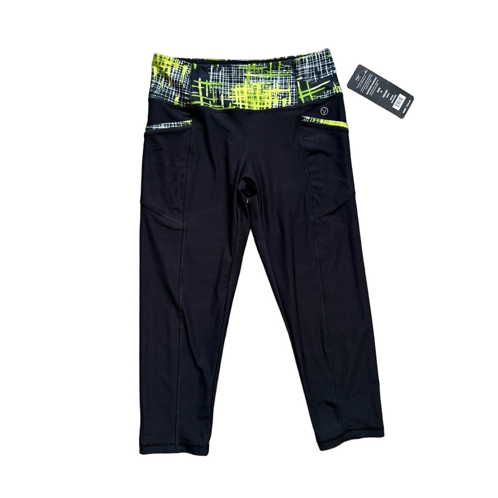 VOGO Athletica New Black and Green Geometric Cropped Leggings Women’s M